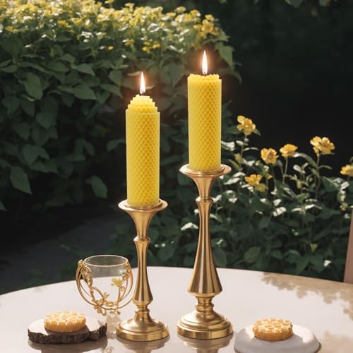 DEYBBY Beeswax Pillar Candles Set of 2
