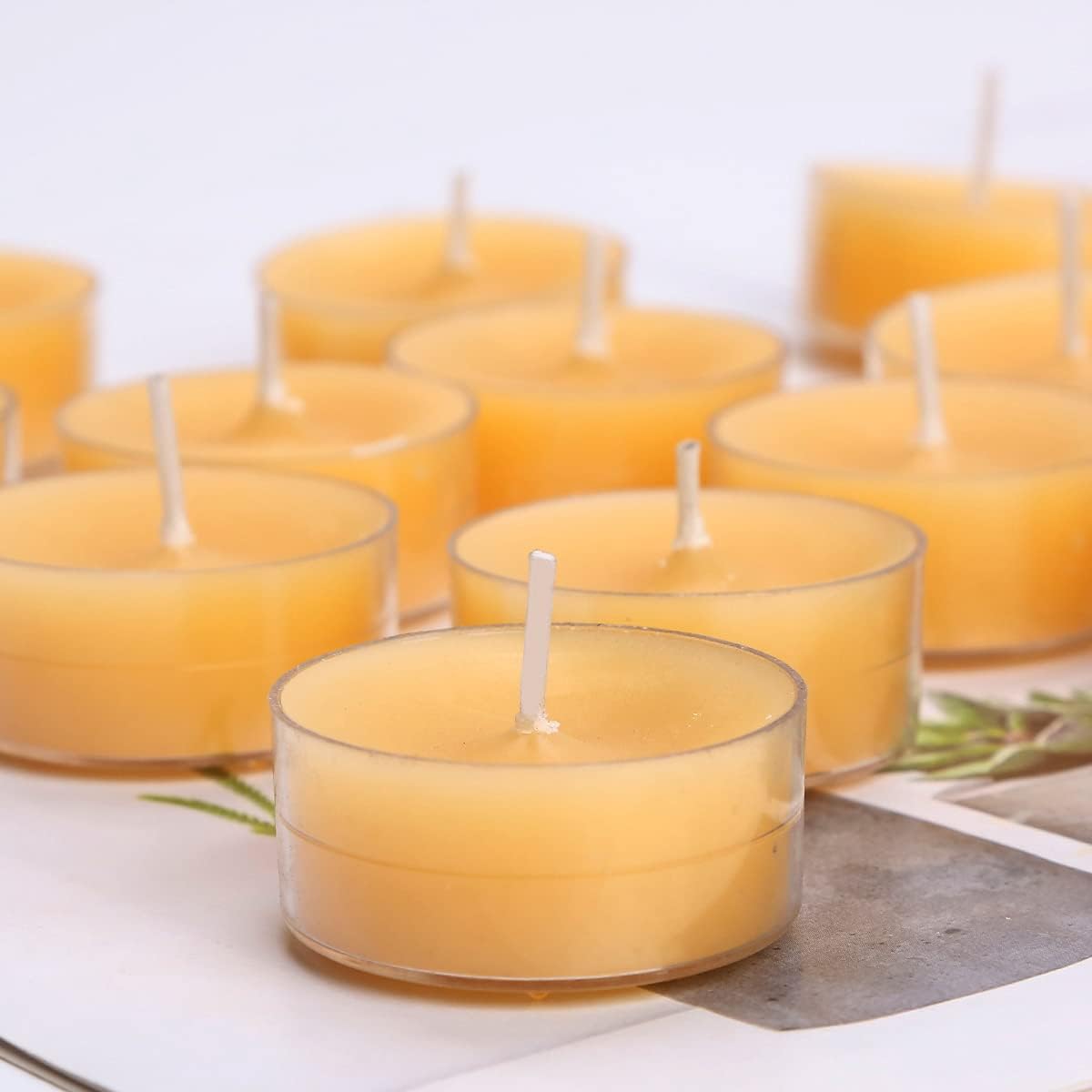 12pcs Natural Beeswax Tealight Candles Handmade Decorative Unscented