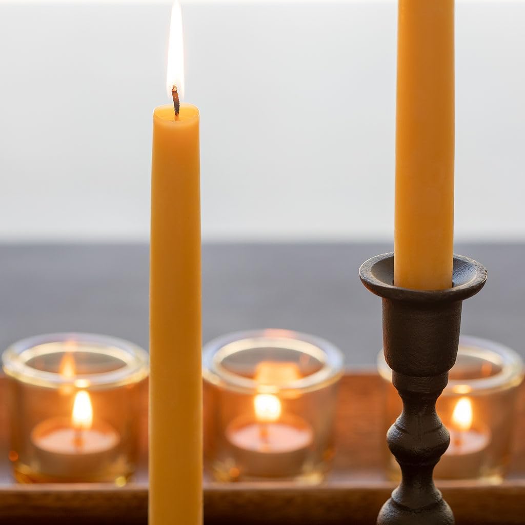 Bluecorn Beeswax Yellow Taper Candles - 8 Inch Pair