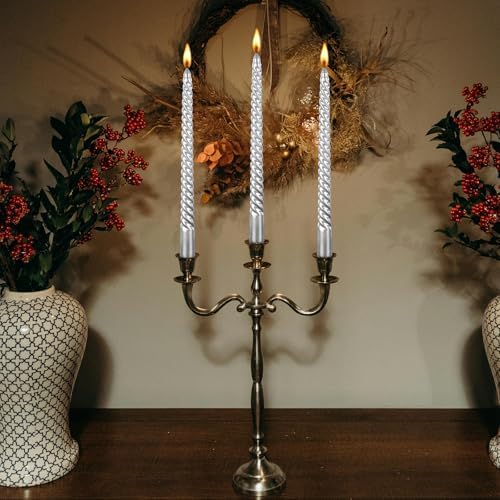Silver Spiral Taper Candles 10 Inch - Set of 4