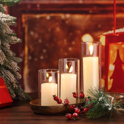 Shihanee 12 Piece Pillar Candle Set with Clear Glass Vases 1