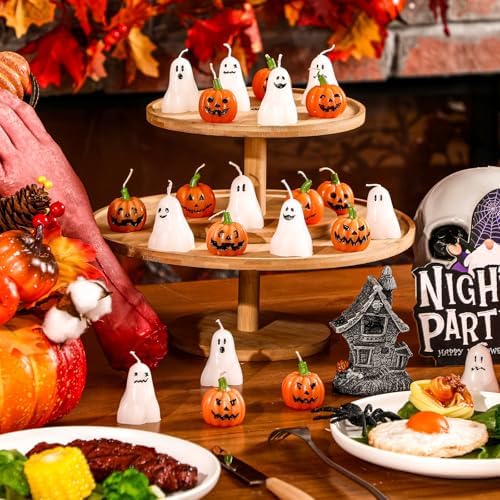 MTLEE 12 Pcs Halloween Ghost Candles Set
