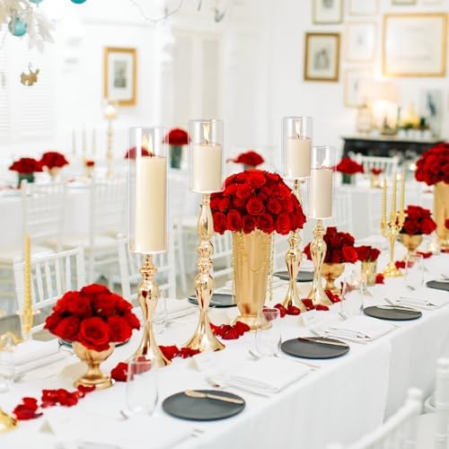 Shihanee 12 Piece Pillar Candle Set with Clear Glass Vases 1