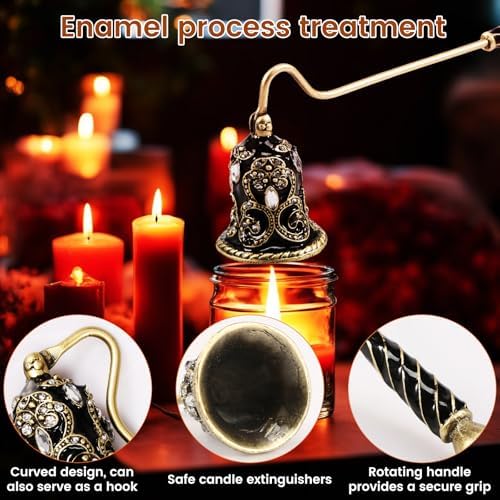 Elegant Flower Shape Candle Snuffer with Long Handle Black