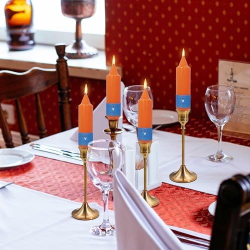Flammul Handmade Orange Taper Candles Set of 4