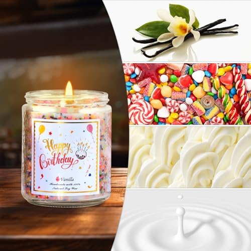 Happy Birthday Candle Vanilla Cake Scent Soy Wax Jar Candles