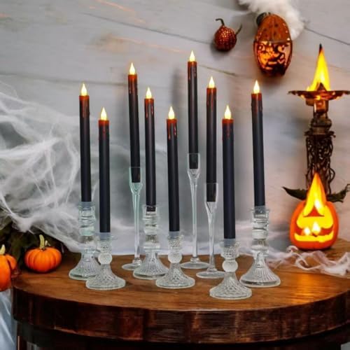 Halloween LED Flameless Taper Candles 6 Pcs with Remote Timer