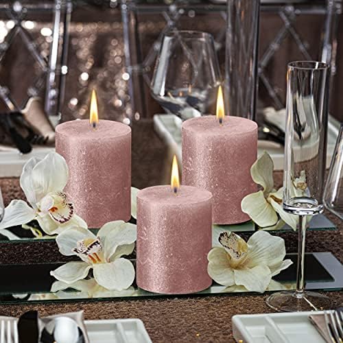 BOLSIUS Pink Shimmer Metallic Pillar Candles 4 Pack 1