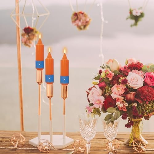 Flammul Handmade Orange Taper Candles Set of 4