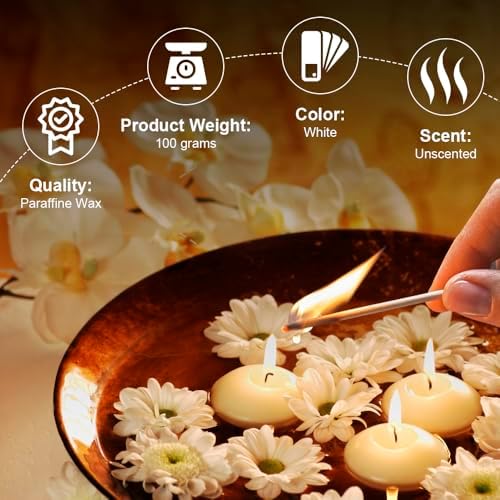 3 Inch White Floating Candles 12 Pack Dripless Smokeless