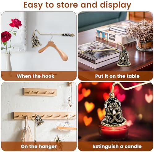 Elegant Flower Shape Candle Snuffer with Long Handle Black