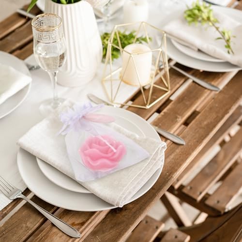 Treela 24 Pack Pink Rose Shaped Tealights for Wedding Favors