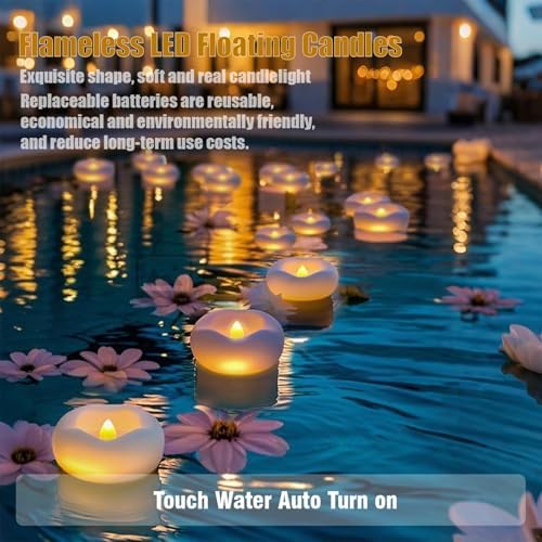 Eynshoo 12 Pack Floating Candles LED Tea Lights Waterproof