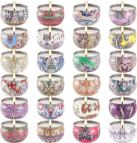 24 Scented Candles Gift Set Soy Wax Jar Candles