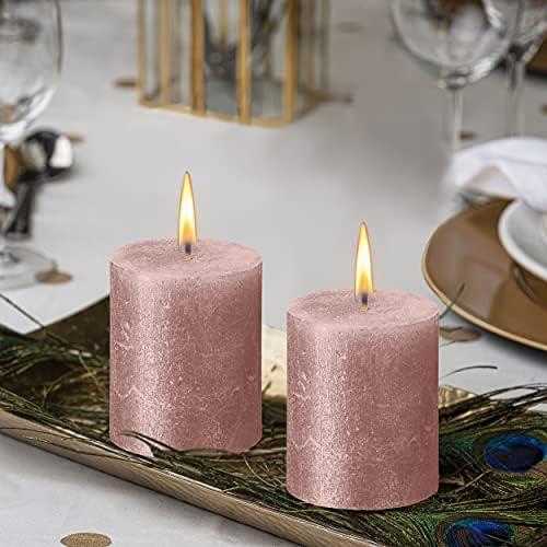 BOLSIUS Pink Shimmer Metallic Pillar Candles 4 Pack 1