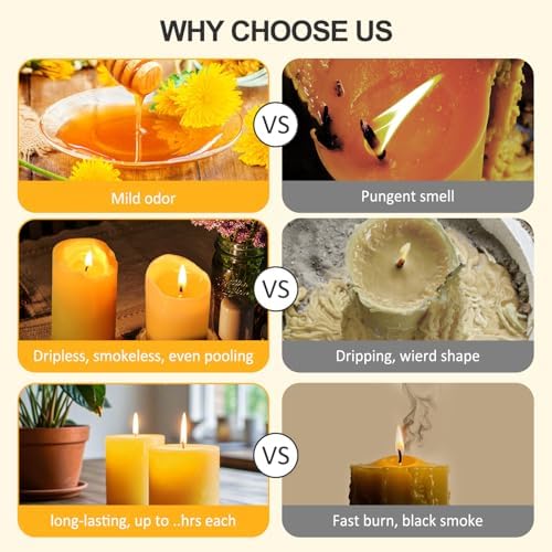 Furnizone Beeswax Pillar Candles 2 Pack 3x3in Unscented