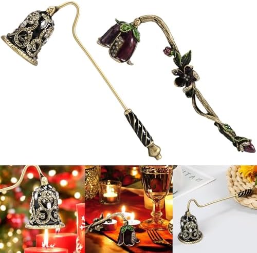 Elegant Flower Shape Candle Snuffer with Long Handle Black