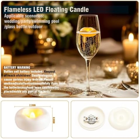 Eynshoo 12 Pack Floating Candles LED Tea Lights Waterproof