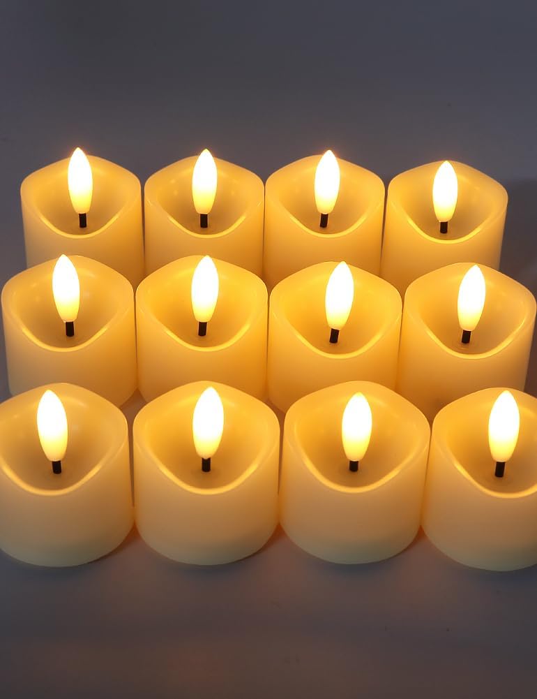 12-Pack Flameless Votive Candles with Warm White Glow