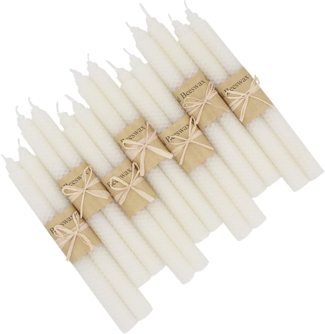 Set of 14 Beeswax Taper Candles 9 Inch Smokeless Dripless Unscented
