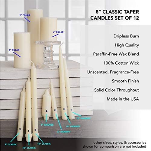 Colonial Candle Unscented Taper Candle 10 In Pack of 12