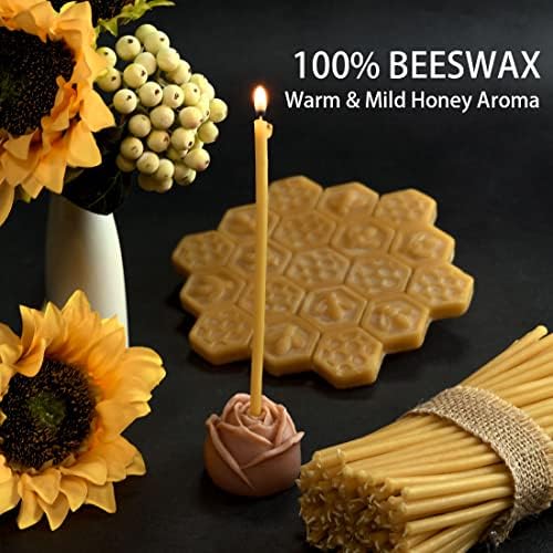 DEYBBY Beeswax Birthday Candles 50 Count Taper Candles