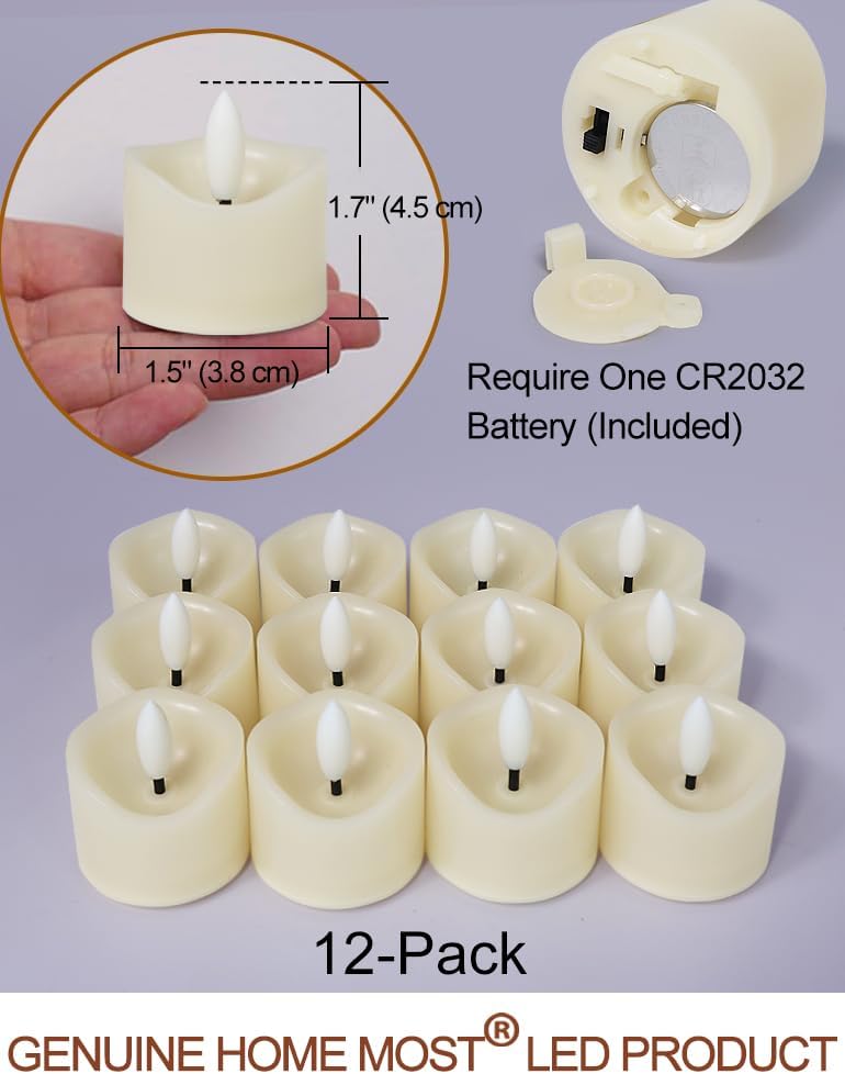 12-Pack Flameless Votive Candles with Warm White Glow
