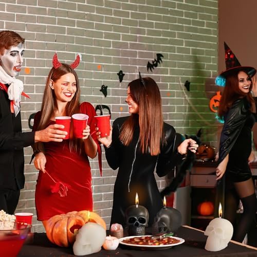 Nuanchu 8 Pcs Halloween Skull Candles Set