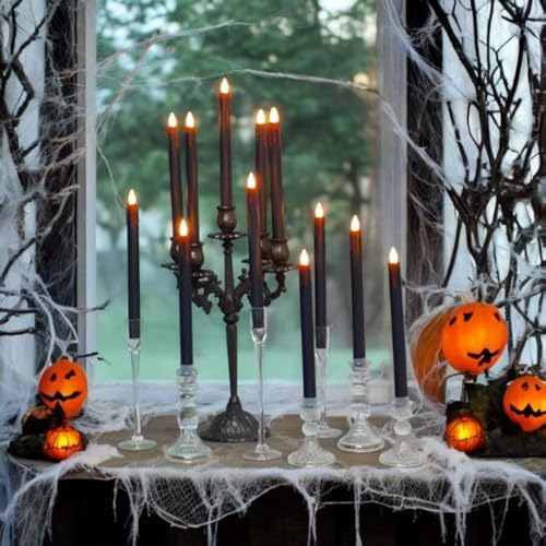 Halloween LED Flameless Taper Candles 6 Pcs with Remote Timer