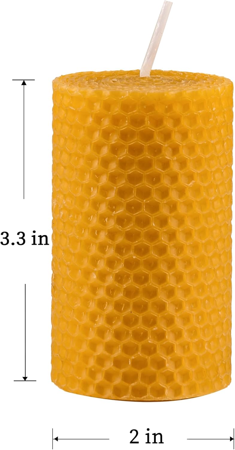 Beeswax Pillar Candles Bulk Set of 9 Handmade Natural