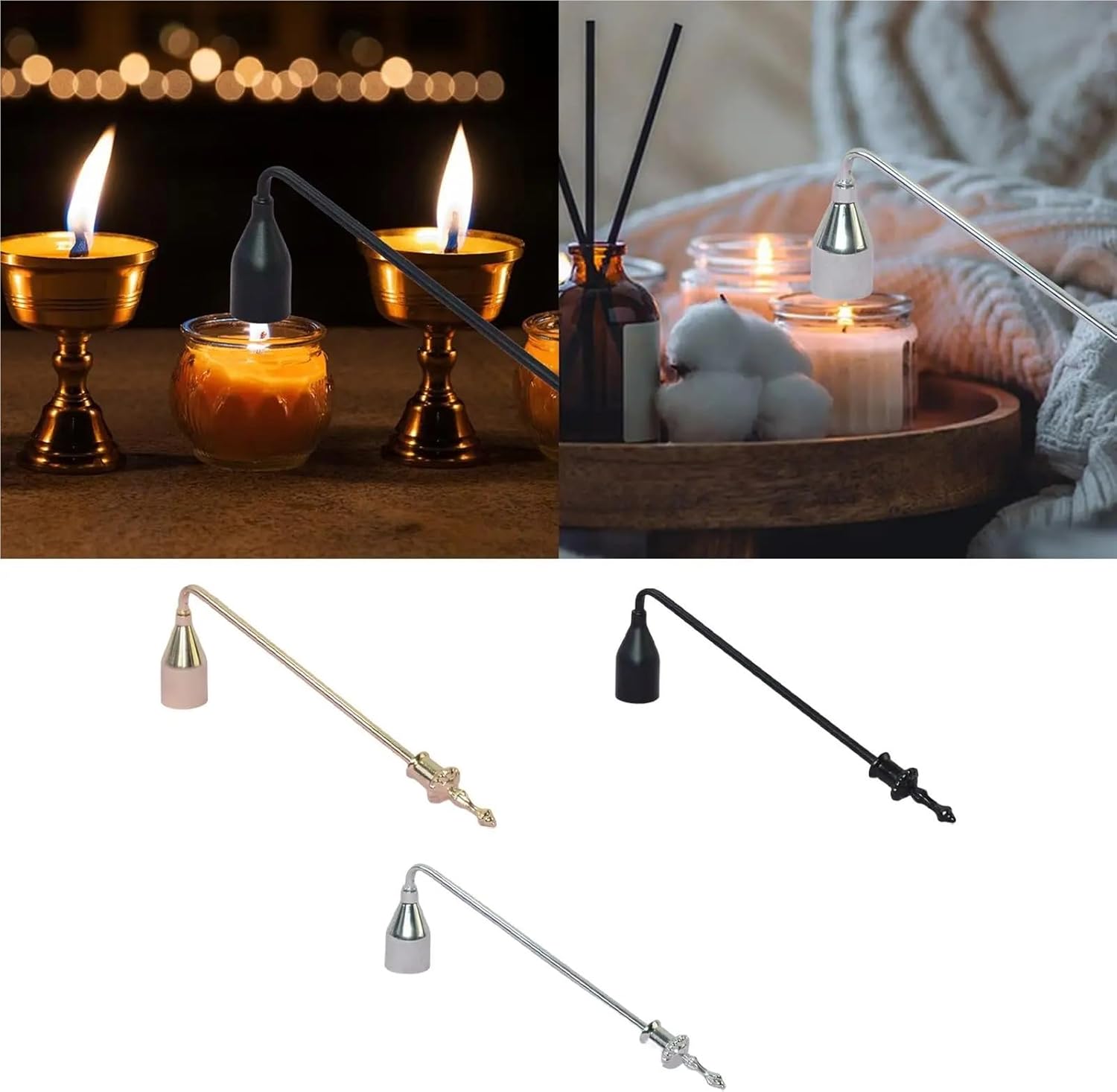 3Pcs Candle Snuffer Extinguisher with 9inch Design Black