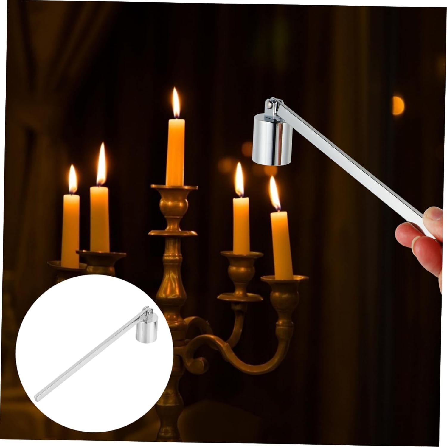 1Pc Elegant Stainless Steel Candle Snuffer Straight Hood Design