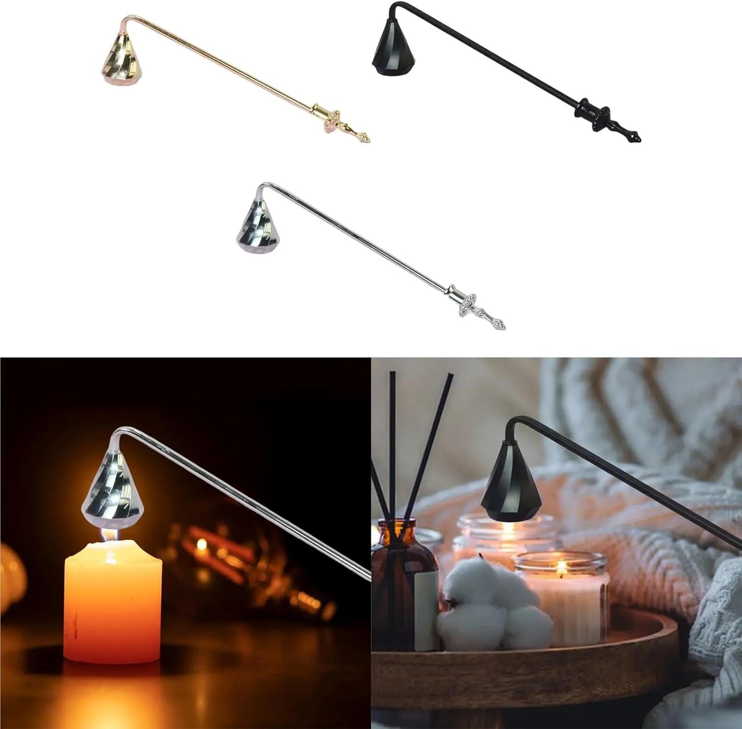 Candle Snuffer 2Pcs Metal Bell Shaped Stopper for Extinguishing Candles Safely