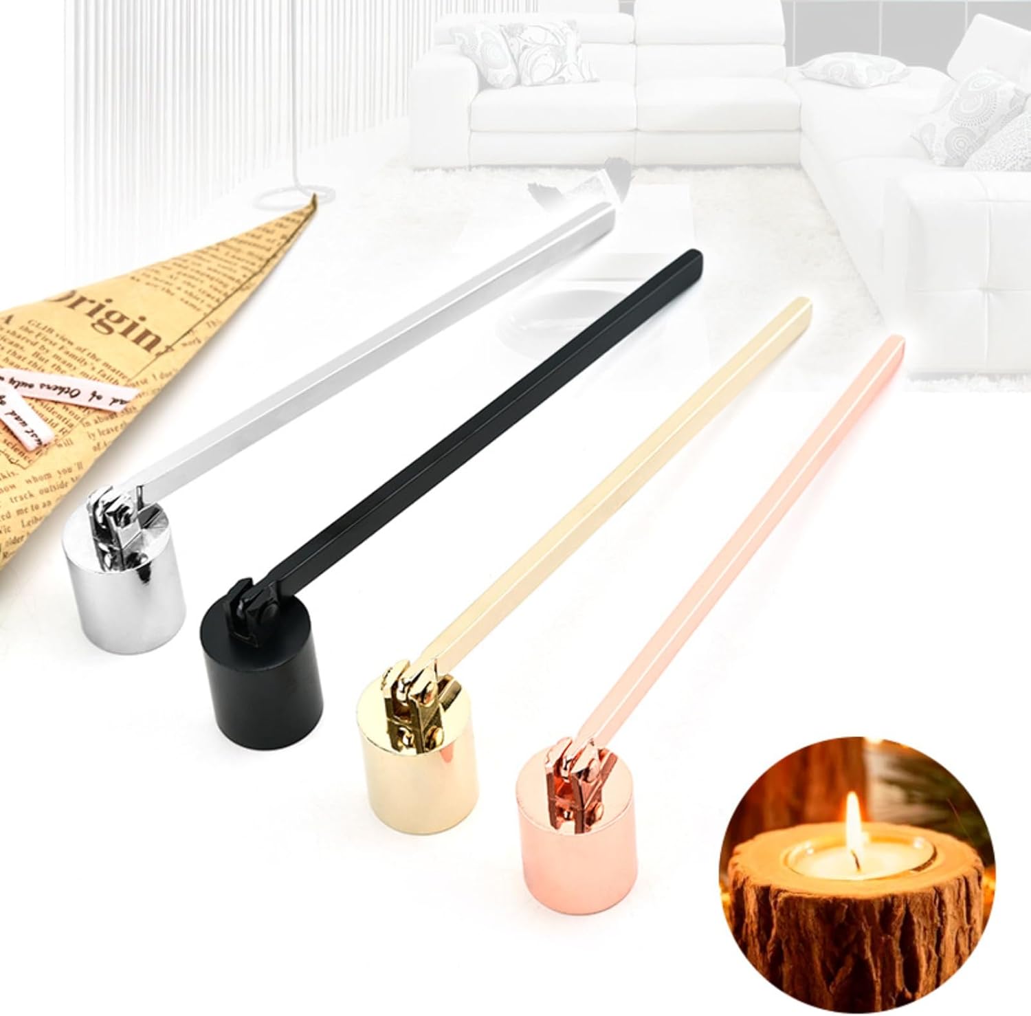 Walfront Stainless Steel Candle Snuffer Wick Dipper Tool Hook Black