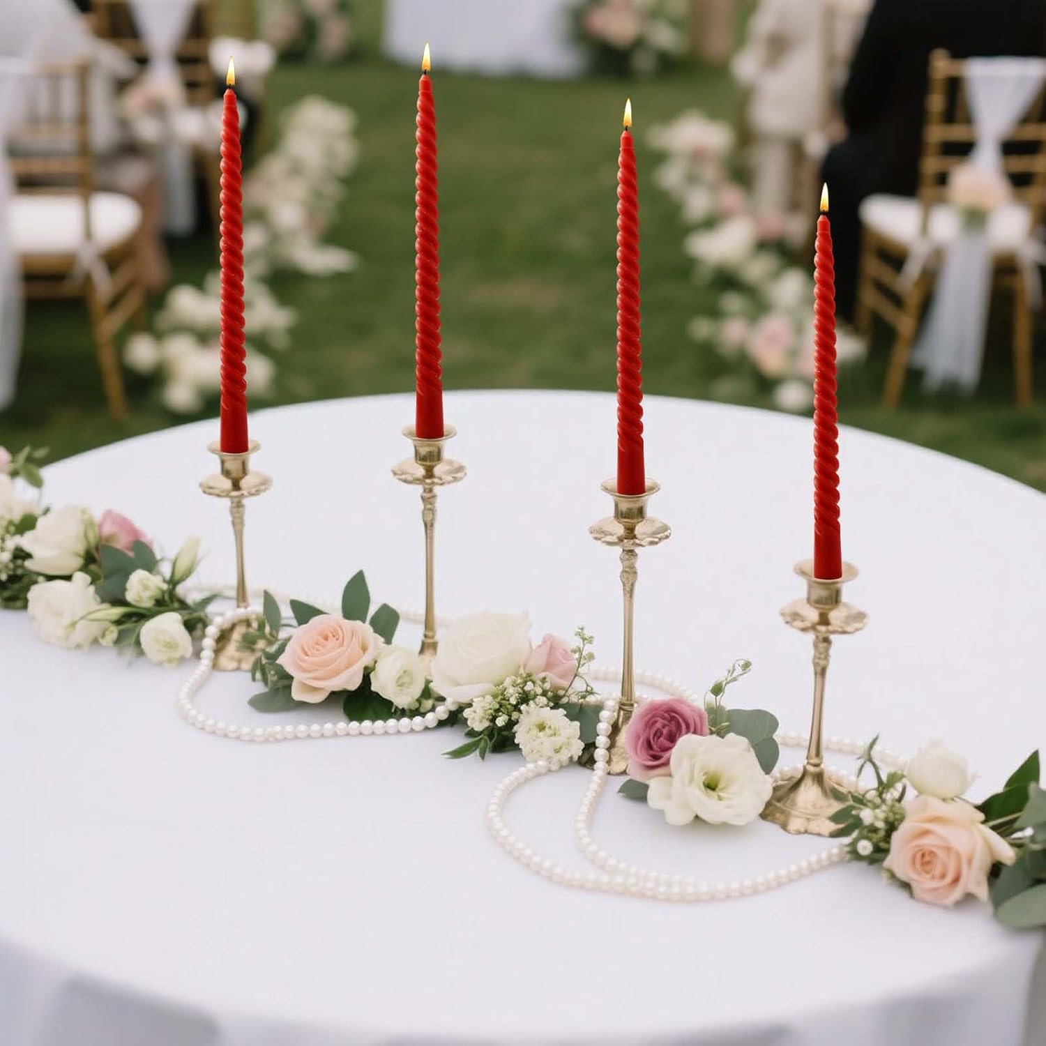 Red Taper Spiral Candles 8 Inch Set of 4