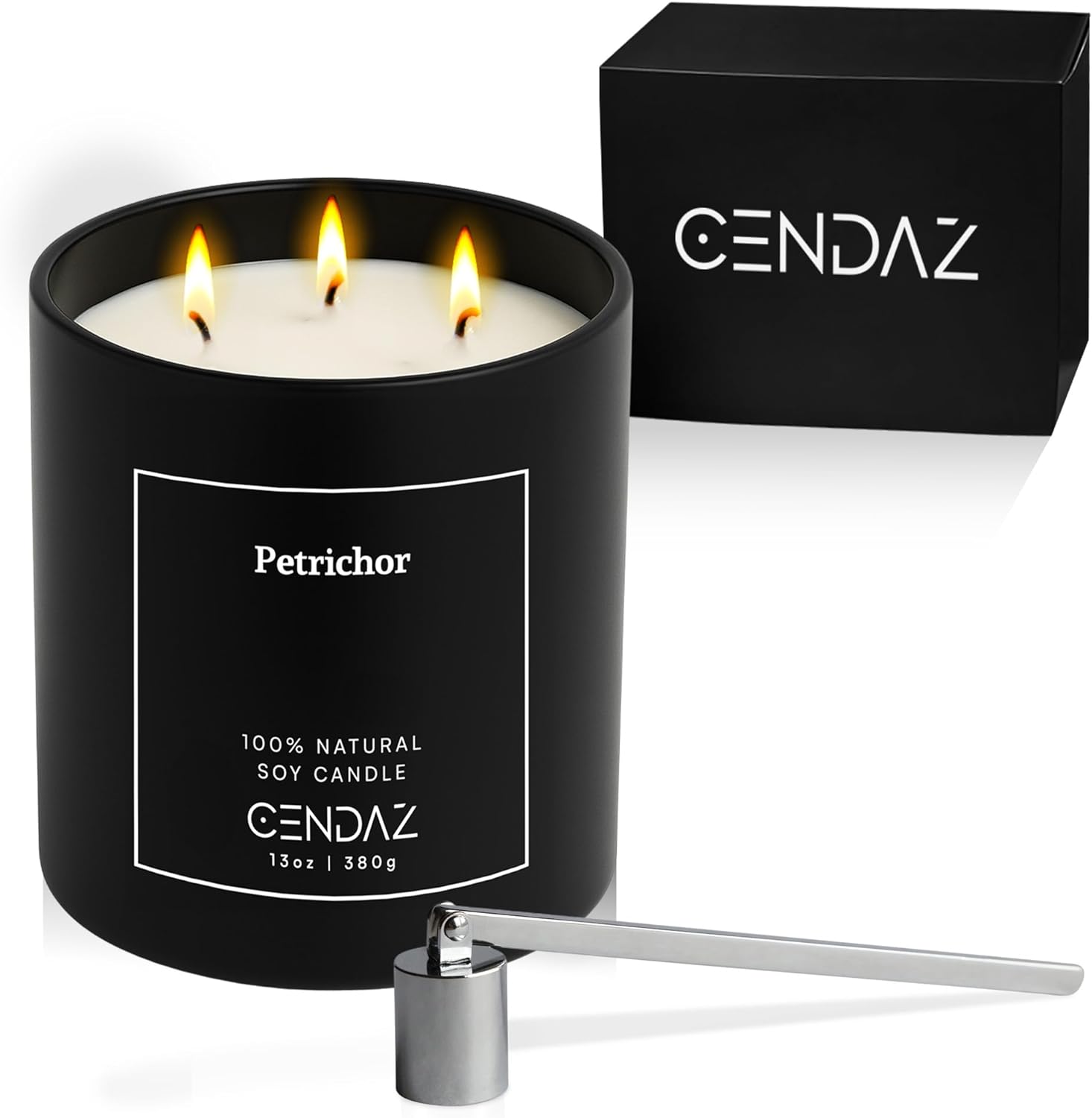 Cendaz Scented Candle with 3 Wicks and Free Snuffer