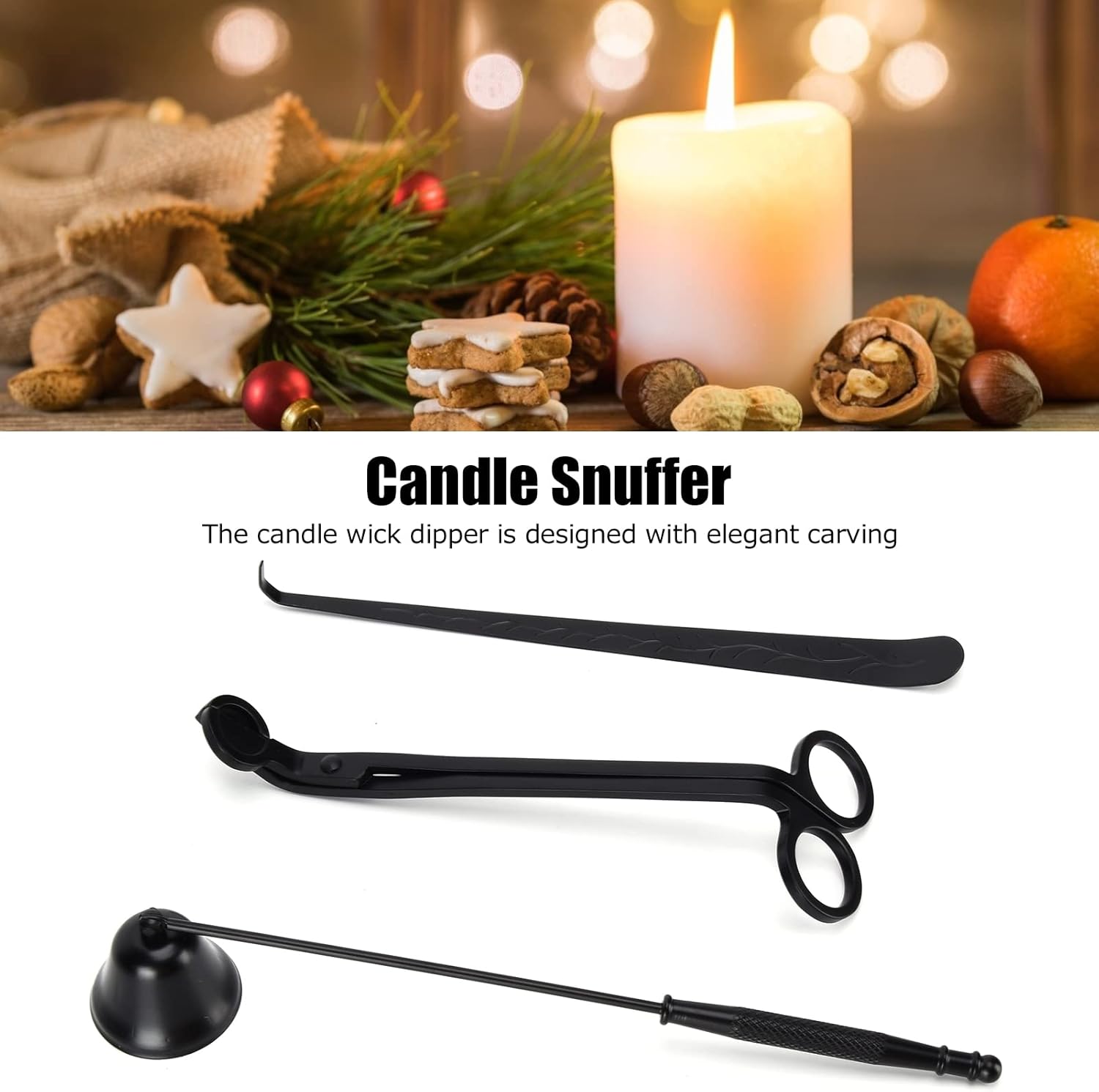 3PCS Candle Accessory Set with Wick Trimmer Snuffer and Dipper