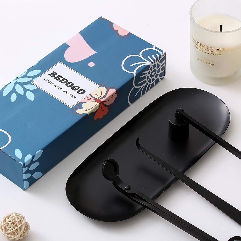 BEDOGO Flower Theme 4 in 1 Candle Accessory Set - Black