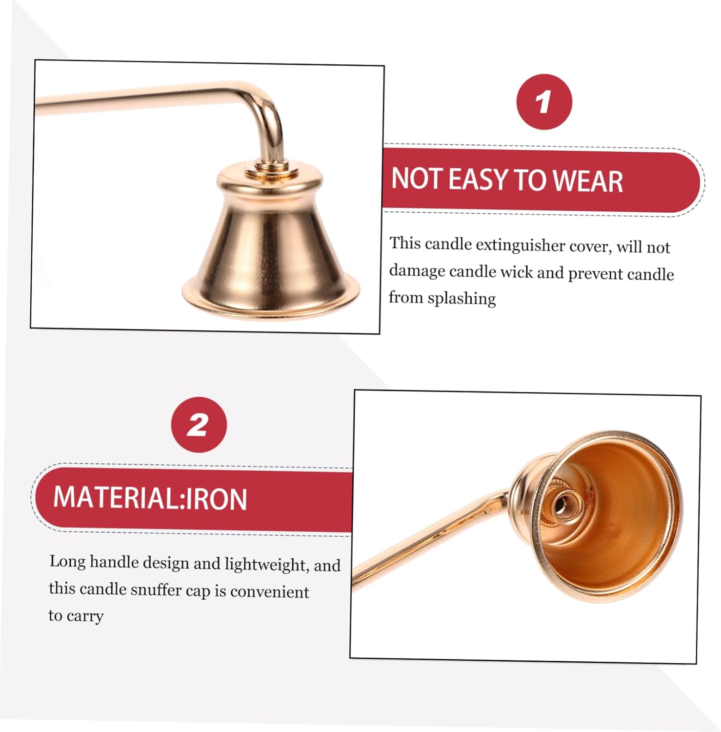 VINTORKY Candle Extinguisher Long Handle Metal Wick Snuffer for Home Use