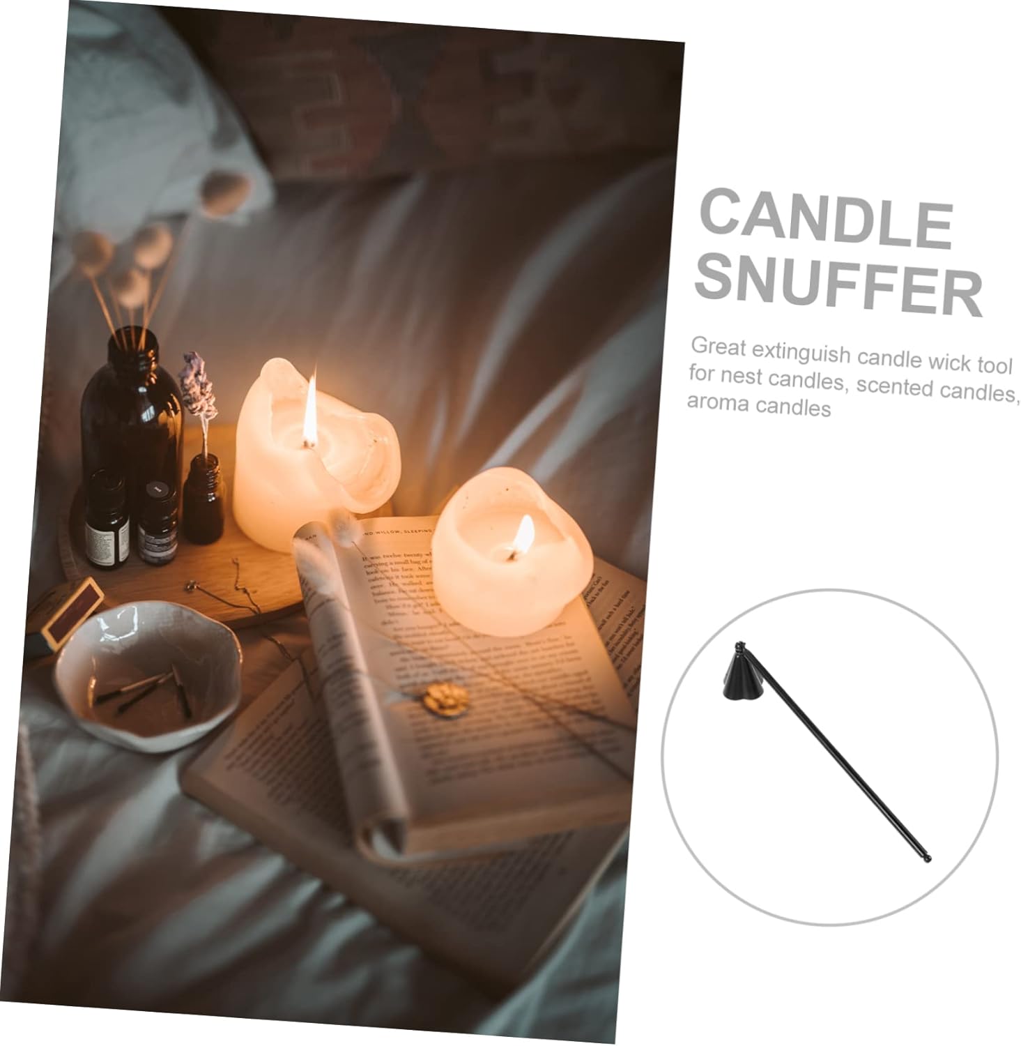 Stainless Steel Candle Snuffer with Long Handle for Safe Extinguishing