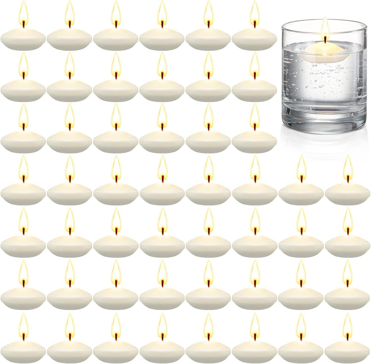 50 Pieces 15 Inch Unscented Floating Candles for Centerpieces