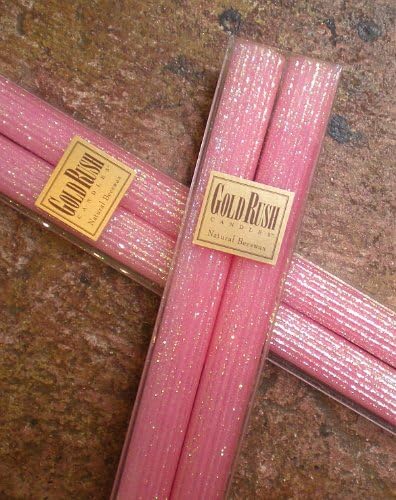 8 Inch Natural Beeswax Glitter Candles Pink Blossom Boxed Set of 2