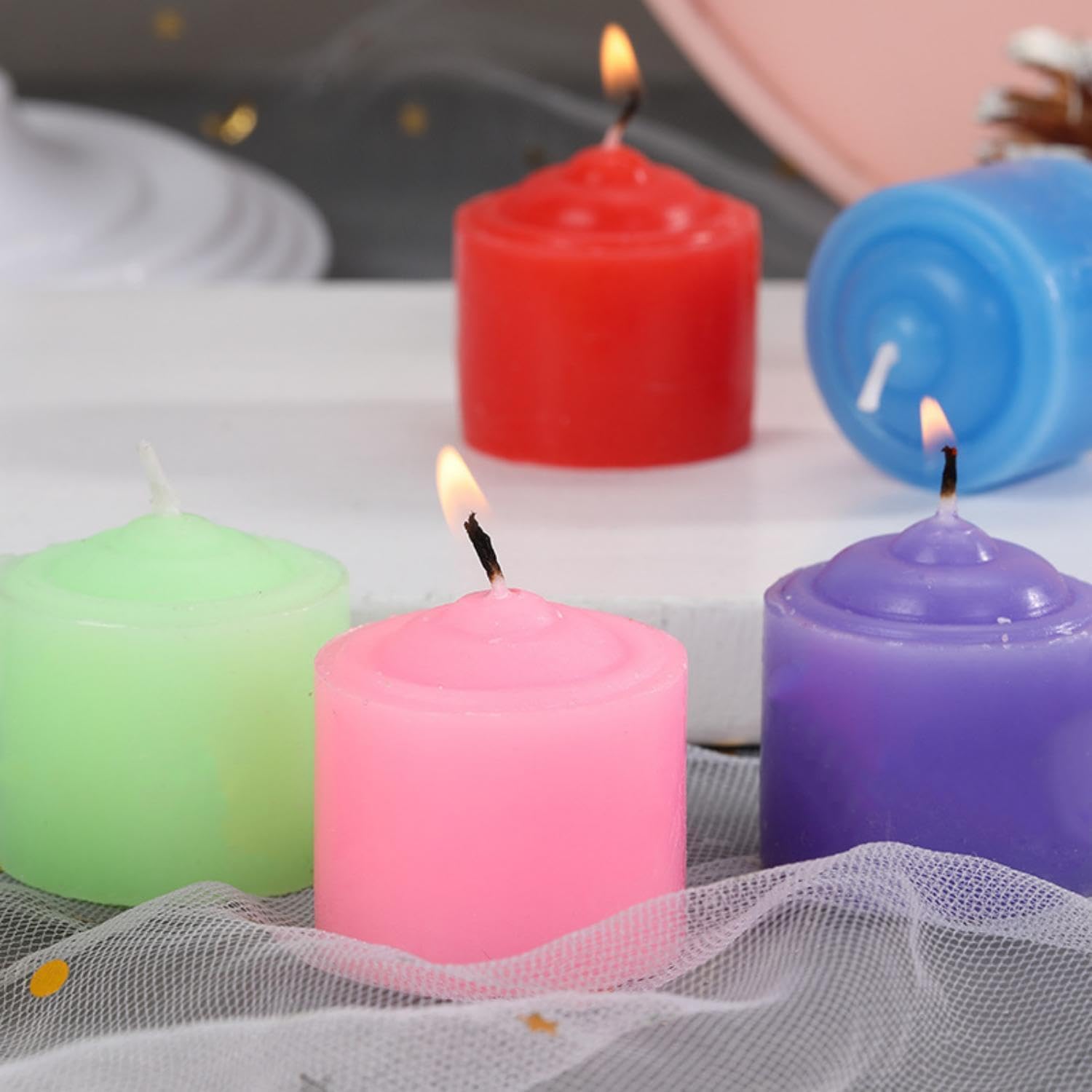 Santiyis Red Tea Light Candles 12 Pack Wedding Home Use