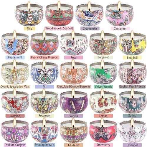 24 Scented Candles Gift Set Soy Wax Jar Candles