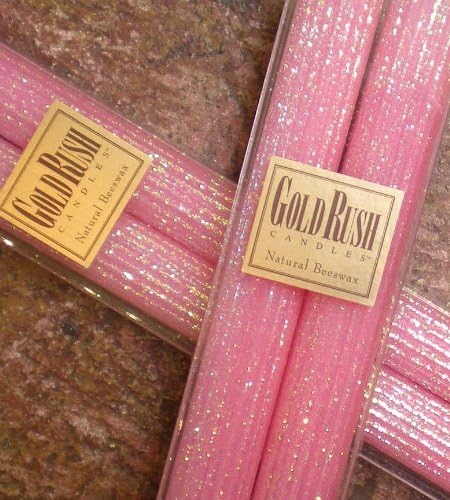 8 Inch Natural Beeswax Glitter Candles Pink Blossom Boxed Set of 2