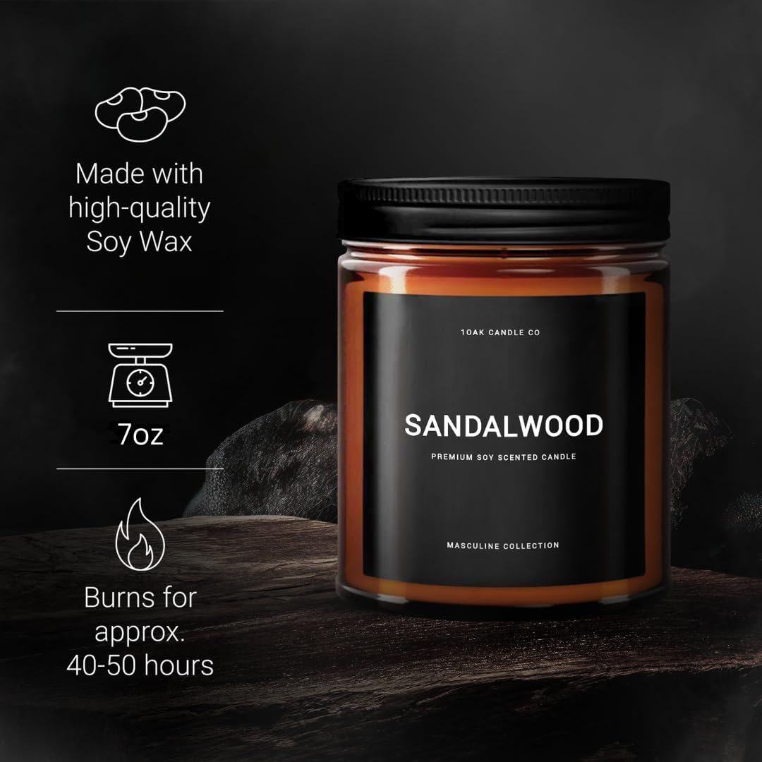 1OAK Scented Candles for Men - Sandalwood Jar Candle