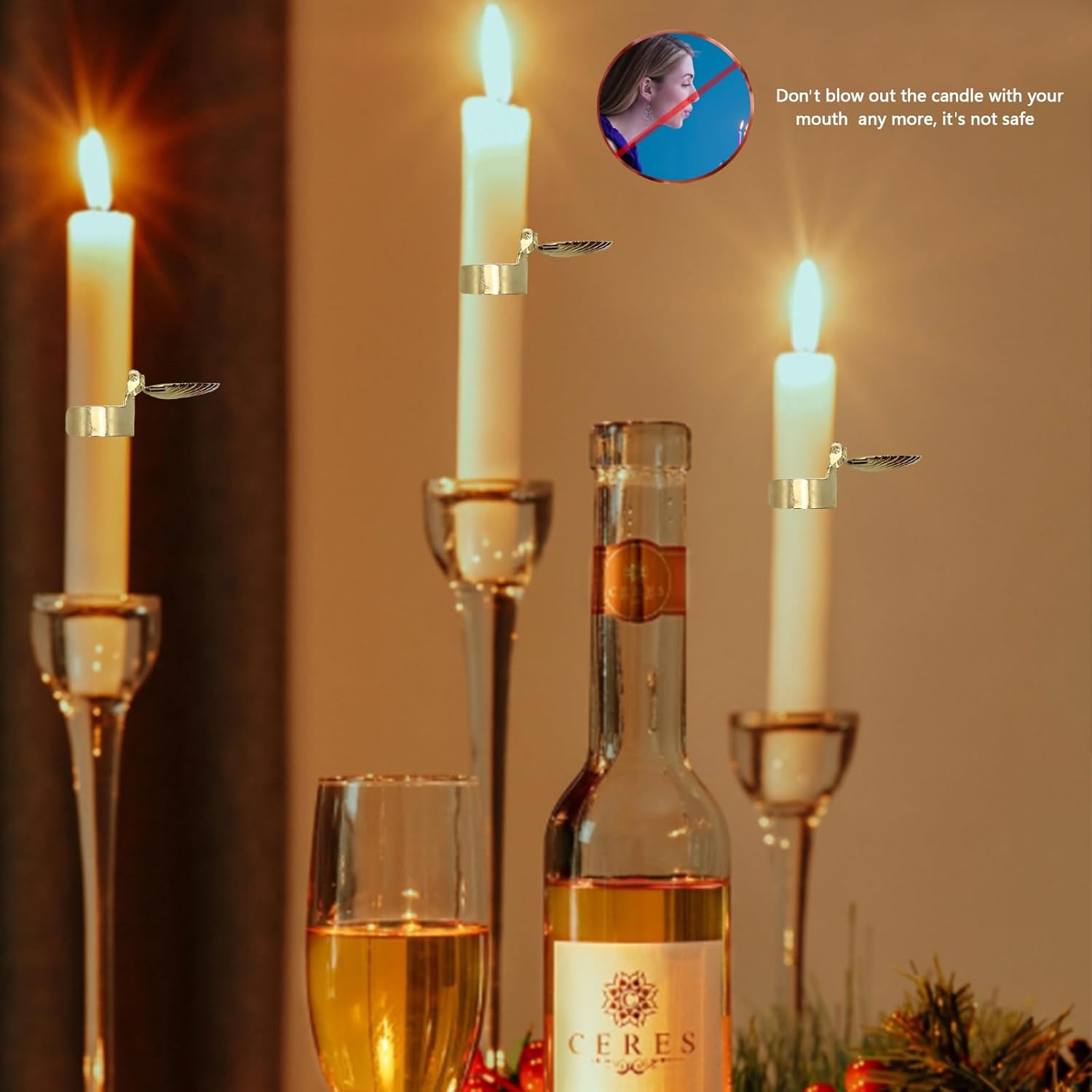 4Pcs Gold Metal Candle Snuffer Extinguisher with Automatic Timer