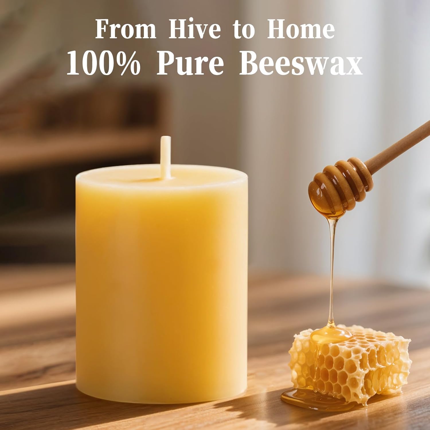 Uniteland 3 Pack Beeswax Pillar Candles