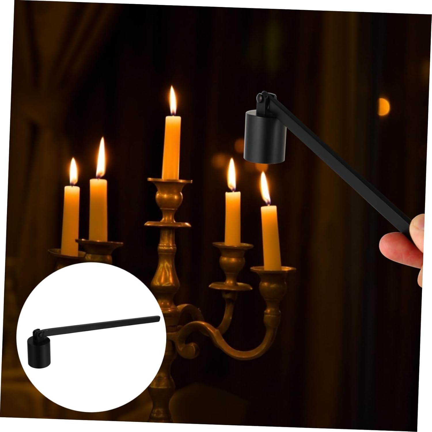 PRETYZOOM Stainless Steel Candle Snuffer Tool with Long Handle