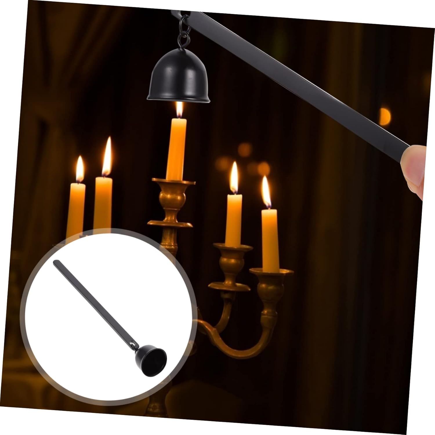 IMIKEYA Candle Snuffer with Long Handle Black Decor
